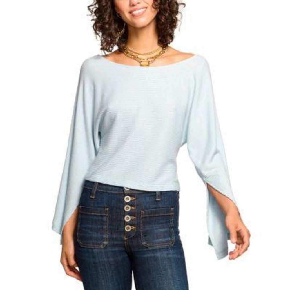 Ramy Brook Suzy Ribbed Split-Sleeve Minimalist Coastal Quiet Luxury Ribbed Top S